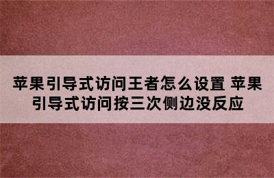 苹果引导式访问王者怎么设置 苹果引导式访问按三次侧边没反应